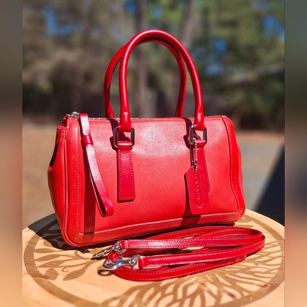 Vintage 2001 Coach Bonnie's Legacy Red Leather Small Zip Satchel #9421